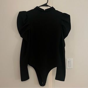 TCEC black puff sleeve body suit